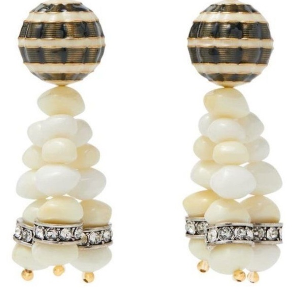 Tory Burch Roxanne Gold and Cream or green Beaded statements earrings - Picture 3 of 4